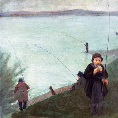 Obrázek produktu pro August Macke art print obrázek - Rybář na Rýně, 1907 (100 x 100 cm)