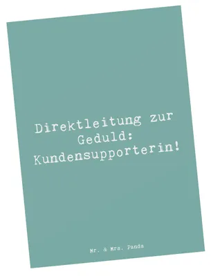 Produktbild von Mr. & Mrs. Panda Postkarte Spruch Kundensupporterin Geduld - Meeresbrise - Geschenk, Ansichtskarten, Geschenke für Berufstätige, Beruf, personalisierte, Herausforderung