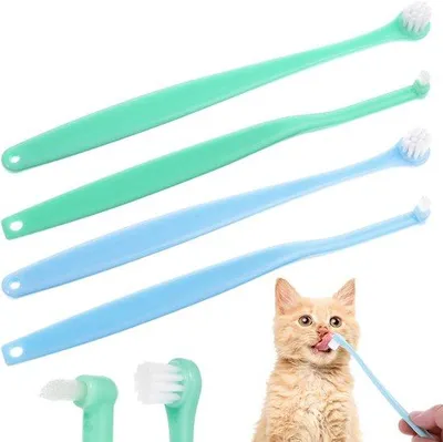 Image de Lot de quatre brosses à dents souples pour chat et de petites brosses à dents pour chien