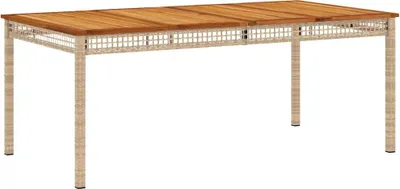 Produktbild von vidaXL Gartentisch Beige 180x90x75 cm Poly Rattan Akazienholz