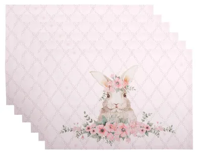 Immagine prodotto di Set di 6 tovagliette Clayre & Eef 48x33 cm in cotone rosa coniglio