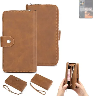 Produktbild von K-S-Trade Handyhülle Schutzhülle kompatibel mit Infinix GT 10 Pro & Portemonnee Tasche Handytasche Case Etui Geldbörse Wallet braun (1x)