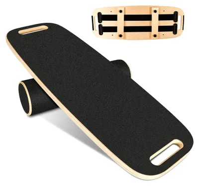 Produktbild von Balance Board aus Holz mit rutschfester Oberfläche, für Gleichgewichtstraining & Physiotherapie, 350 Pfund Tragfähigkeit