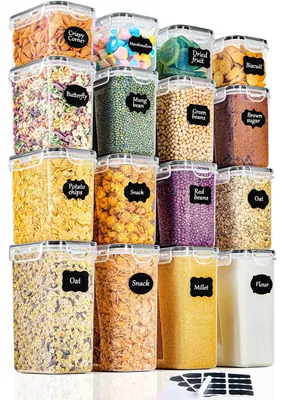 Produktbild von Omgoods – 16-teiliges, luftdicht verschließbares Küchen-Organizer-Set – Kunststoff-Aufbewahrungsboxen