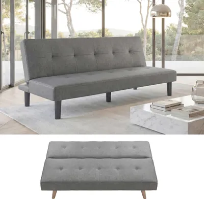 Produktbild von 3er-Sofa MCW-G11, Couch Schlafsofa Gästebett Bettsofa Klappsofa, Schlaffunktion 195cm  Stoff/Textil, grau