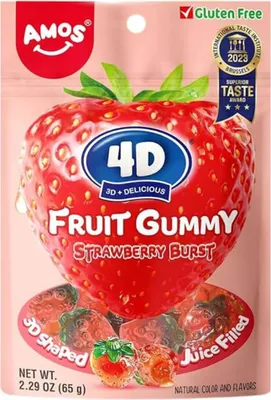 Produktbild von Amos 4D Fruit gummy Strawberry Burst 65g