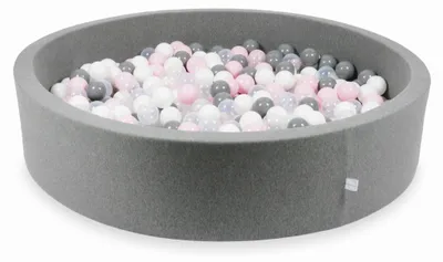 Produktbild von Dry Grey Pool 130x30 mit 600 Bällen: transparent, weiß, grau, hellrosa