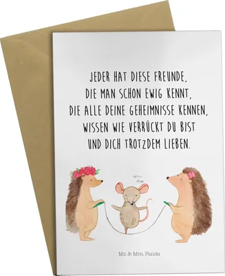 Produktbild von Mr. & Mrs. Panda babykarte Igel Seilhüpfen - Weiß - Geschenk, Grußkarte, weihnachtskarten, dankeskarten, einladungskarten, hochzeitskarten, Lustige Sprüche, osterkarte