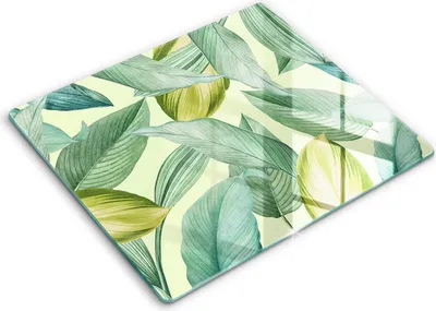 Zdjęcie produktu dla Deska kuchenna – 60 cm x 52 cm - Szklana deska do krojenia - Szkło hartowane – Antypoślizgowa - Zielone Tropikalne Liście