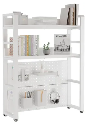 2-stufiges Schreibtischregal, Weiß 75 cm, mit Stecktafel