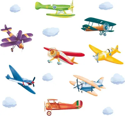 Image de Autocollants décoratifs pour murs, motifs d'avions colorés, en vinyle, adaptés aux enfants, lot de 1, pour chambre d'enfant