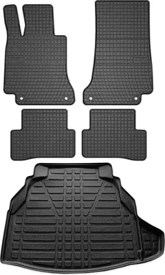 Zdjęcie produktu dla Zestaw dywaników podłogowych i wykładziny bagażnika do Mercedes C Class W205 2013-2025 guma 5x