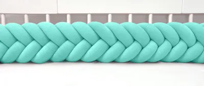 Produktbild von Bettschlange 400 cm Aqua – geflochtene Bettumrandung fürs Babybett, Velours, Modell MAXIBRAID | Letino