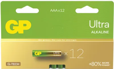 Alkalická baterie GP Ultra AAA (LR03), 12 ks