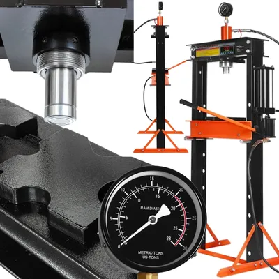 Zdjęcie produktu dla KRAFT&DELE | Prasa warsztatowa, prasa hydrauliczna, 30T, z przesuwnym tłokiem, prasa hydrauliczna ze stali, prasa ramowa z manometrem, prasa łożyskowa, hydrauliczna prasa ramowa