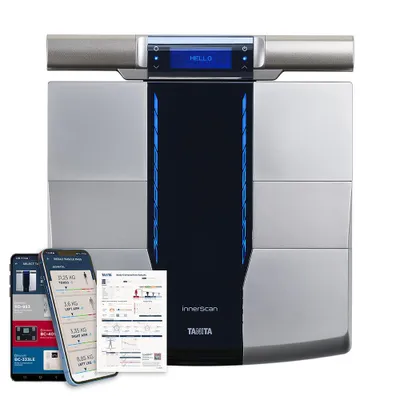 Immagine prodotto di Bilancia TANITA RD-545HR per la misurazione del grasso corporeo e l'analisi della composizione corporea, con tecnologia professionale: analisi segmentale, massa muscolare, qualità muscolare, frequenza cardiaca, Bluetooth