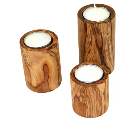 Produktbild von Teelichthalter aus Olivenholz im 3er Set