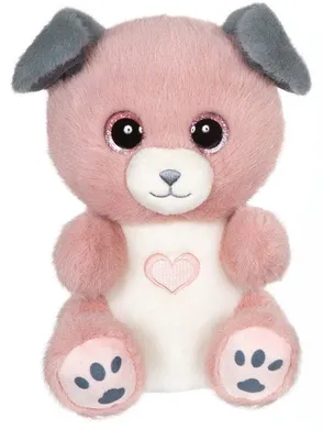 Immagine prodotto di Cagnolino di peluche Candy GIPSY TOYS, rosa cipria e grigio, 23 cm, con un cuoricino sulla pancia