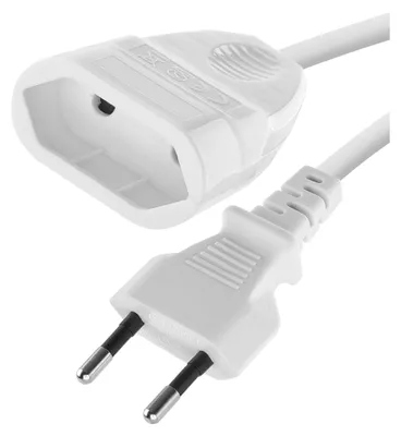 Dvoužilový pohyblivý přívod 5 m / 1 zásuvka / bílý / PVC / 0,75 mm2