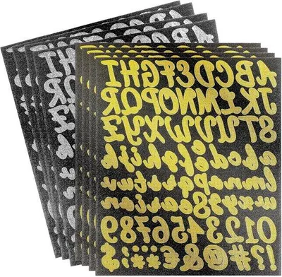 Produktbild von Selbstklebende Glitter-Letternadeln - 8 Blätter - Ziffern-Symbole - DIY-Schmuckpapier - Gold-Silber