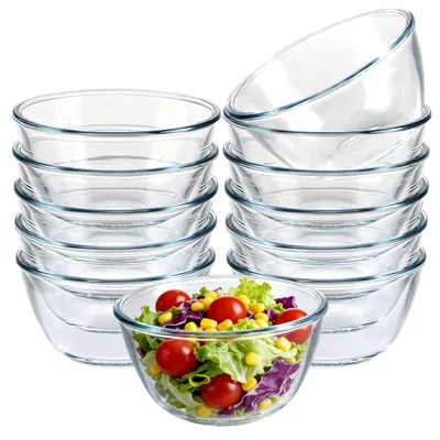 12 Glasschalen 500 ml, Dessertschalen, Borosilikatglas, stapelbar