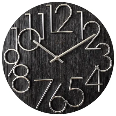 Produktbild von JVD HT99.1 Wanduhr Quarz analog Holz schwarz rund modern