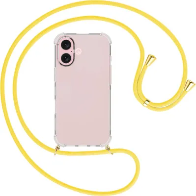Produktbild von Handykette Backcover-Schutzhülle mit Band (Metall goldfarben) für iPhone 16 - gelb