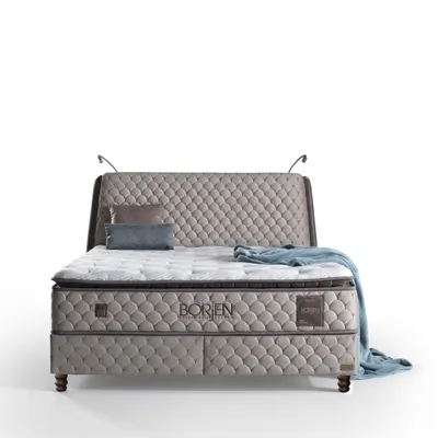Produktbild von Bambi Boxspringbett 200x200 mit Bettkasten mit Matratzen Borjen Set Stauraum 7-Komfortzonen H3 Beige