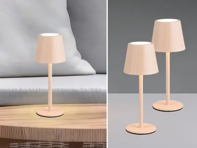 Produktbild von 2er SET Outdoor Akku LED Tischlampen Beige kabellos mit Touchdimmer, 21cm klein