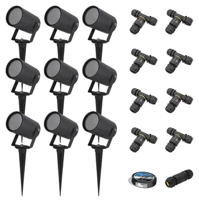 Image de HOFTRONIC - Set de 9 spots à piquer LED dimmable IP65 Noir excl. GU10