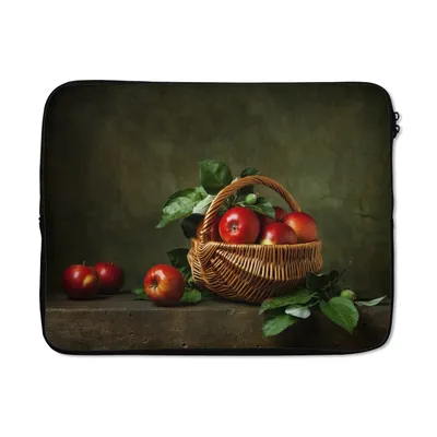 Produktbild von MuchoWow® Laptop Hülle 17 Zoll Laptoptasche Rustikal - Apfel - Obst - Rot - Korb - Stilleben - Zipper - Schutzabdeckung