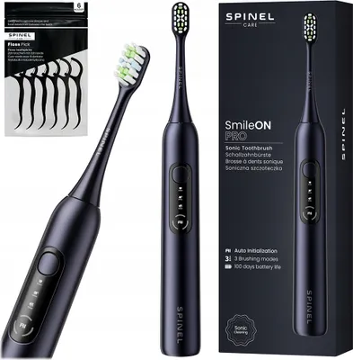 Produktbild von SpinelCare Schallzahnbürste SmileON PRO Schwarz USB Typ C 3 Modi Timer