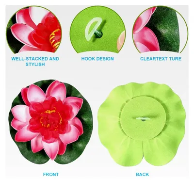 Produktbild von 5 Stück Künstliche Seerosen, Teichpflanzen, Schwimmende Blumen für Aquarium, Terrasse, Garten und Pool