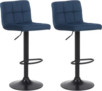 Immagine prodotto di set di 2 sgabelli da bar - Sgabelli da cucina - Altezza regolabile e design moderno | Colore: blu
