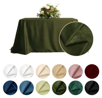 Produktbild von MEBLE ODNOWA, Tischdecke, Matter Samt-Tischdecke, Quadratisch, Waldgrün, Khaki, 230×230 cm, Velours, Tischschutz, Elegant, Formstabil, Elastisch, Strapazierfähig, Maschinenwaschbar