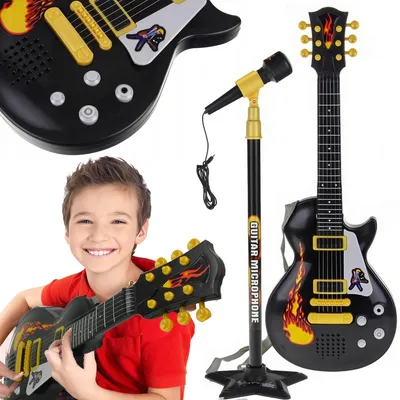Zdjęcie produktu dla Zabawkowa Gitara Elektryczna Dla Dzieci + Mikrofon