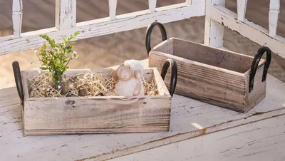 Produktbild von 2x Holzkiste "Rustikal" geflammt & weiß gekalkt, Blumenkasten, Aufbewahrungsbox, Pflanzkasten
