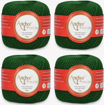 Image de 4 pelotes d'Anchor Freccia 16 – Fil de coton fin pour le crochet en filigrane (couleur 00322)