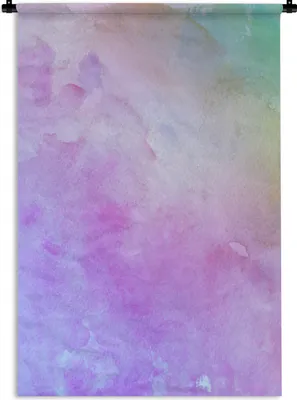 Produktbild von MuchoWow® Wandteppich Wandbehang Aquarell - Pastell - Gelb - Violett 60x90 cm Tapisserie Dekoration Wandtuch - Foto-Teppich - Abwaschbar