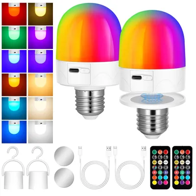Immagine prodotto di Lampadina E27 ricaricabile tramite USB-C, con telecomando, lampada da 3W alimentata a batteria