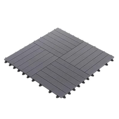 Produktbild von GUMI Terrassendielen Terrassenfliesen WPC Komposit 1 m² – Modulares System für Balkon und Terrasse | Montage ohne Werkzeug | Quadrate | Grau