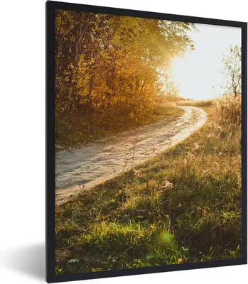 Produktbild von MuchoWow® Gerahmtes Poster Weg - Natur - Baum 60x80 cm - Poster mit Schwarzem Bilderrahmen Wandposter Rahmen Foto Bilder - Premium - Wanddeko Wohnzimmer