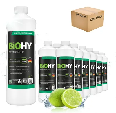 Produktbild von BiOHY Bodenreiniger 12x1L Wischroboter Parkett Laminat Fliesen Konzentrat