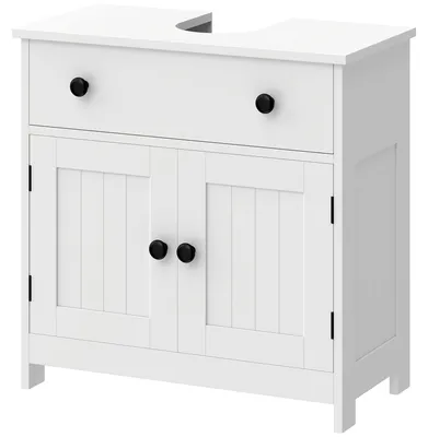Productafbeelding van HOMCOM wastafelonderkast met soft-close scharnieren, lade, wit