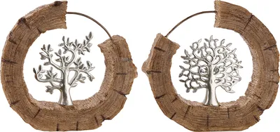 Image de Gilde Dekoobjekt, rund, "Baum", Baummotiv, Kunstharz, naturfarben, silberfarben, L. 4.5 cm, B. 19 cm, H. 17.5 cm 36804 4063387368046 2 Stück (2-fach sortiert)