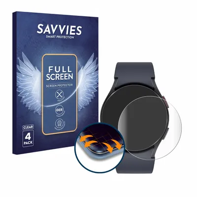 Produktbild von 4x Savvies Fullscreen Schutzfolie für Samsung Galaxy Watch 6 (40 mm) Displayschutz Folie Fullcover Klar Transparent