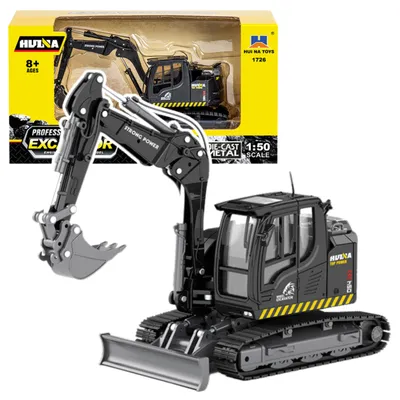 Productafbeelding van Wielgraafmachine Met Bulldozer Metaal Huina Zwart 1:50