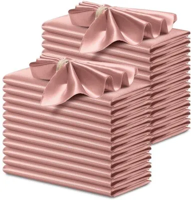 Image de Serviettes douces 43 x 43 cm, réutilisables, roses, lot de 24