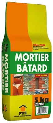 Image de Mortier de Maçonnerie Polyvalent 5kg - Ton Pierre - Mélange Ciment-Chaux pour Maçonnerie, Enduits et Rénovation Intérieur/Extérieur