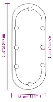 Immagine prodotto di Specchio da parete con luci LED 35x80 cm in vetro ovale